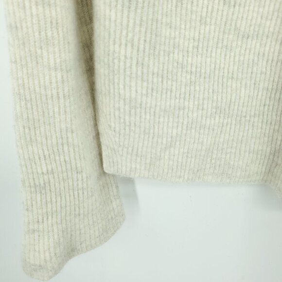 Vince Colorblock/Gradient Cream/Gray Ribbed Crew Sweater S Split Sides - Picture 8 of 14